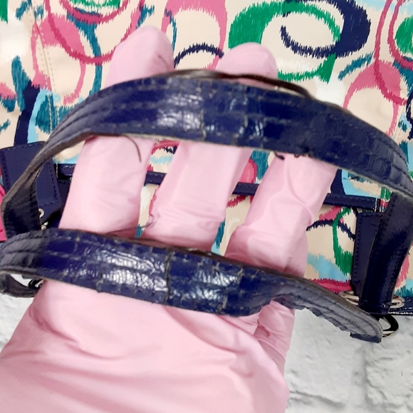 Coach multi color print logo canvas and leather satchel bag - Picture 15 of 16